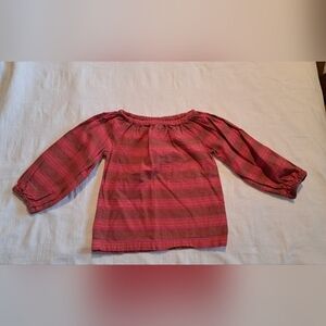 Peek girls size Small or 4-5 long sleeve blouse, pink, orange, green stripe vguc